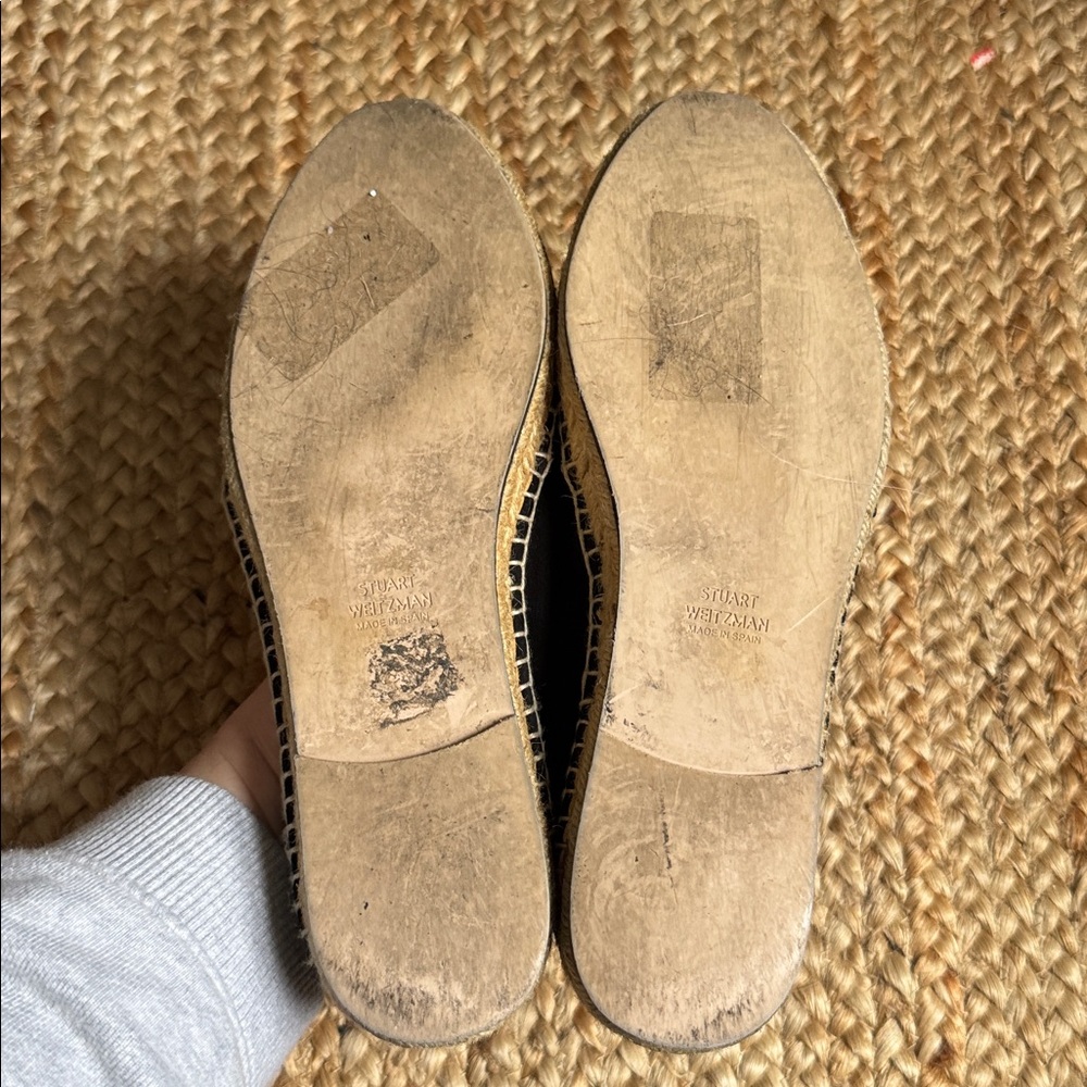 Stuart Weitzman 9M Black Suede Flat Espadrille Shoes - Picture 8 of 11